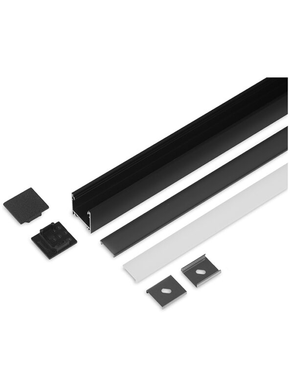 Aluminium Profile – Model L – 20mm LED Strip – Black