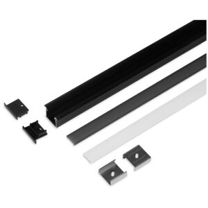 Aluminium Profile – Model L (Recessed) – 20mm LED Strip – Black