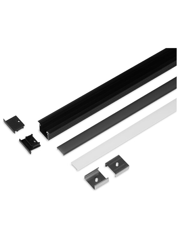 Perfil de aluminio - Modelo L (empotrable) - Tira LED de 20mm - Negro