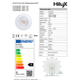 HiluX D1 Gen3 – Full Spectrum LED Recessed Spotlight – 2.8W – Ra97 2700K – Black
