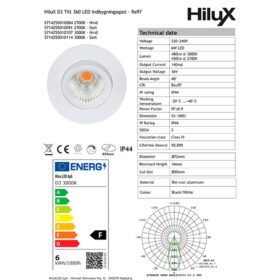 HiluX D3 Tilt360 – Full Spectrum LED Recessed Spotlight – Ra97 – 3000K – Black