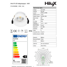 HiluX D7 Gen2 - 6 W - 420lm - Ra95 - 3000K - Dæmpbar - Udendørs - Hvid
