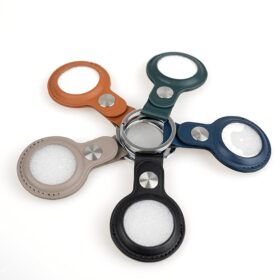 Porte-clés AirTag - Cuir - Gris