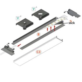 Profilé aluminium - Modèle G pour Philips Hue et WiZ - Alu
