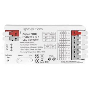 Zigbee Pro+ RGBCW 5-in-1 LED Controller – 12/24V