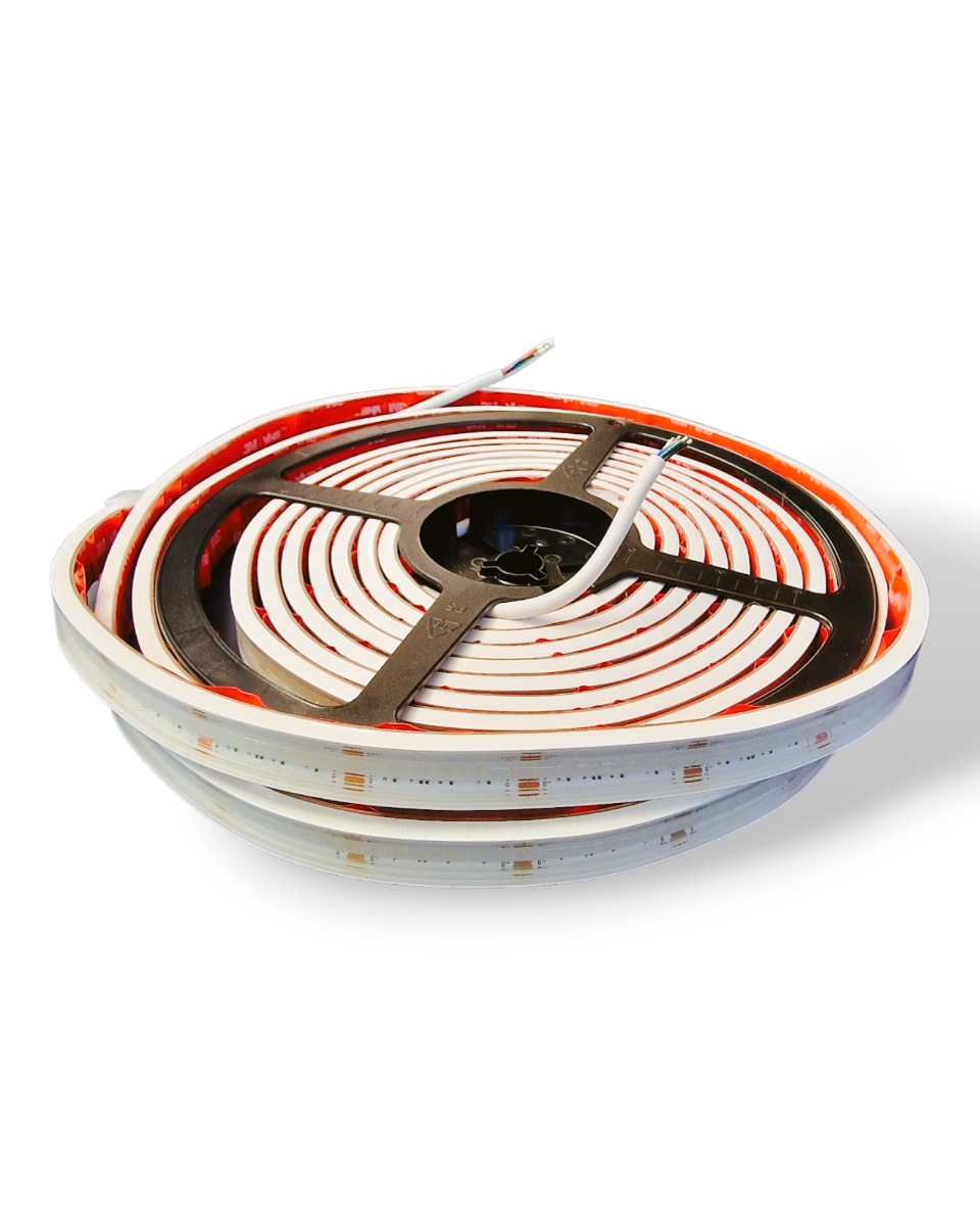 HiluX RGBW COB LED Strips – 24V – 16W – 620lm/m – RGB+2700K – CRI90+ – 5m – IP67
