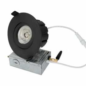 HiluX DS4 US downlight in black with the Shelly smart LED driver and Wi-Fi antenna