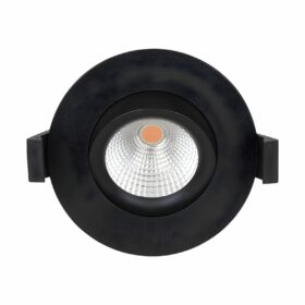 HiluX D3 Tilt360 black recessed spotlight from the front with mounting clips